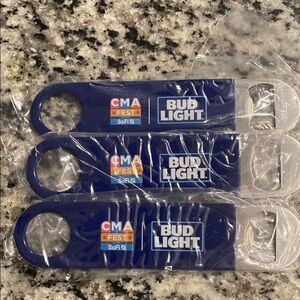 Bud Light Blue Bottle Openers (3)